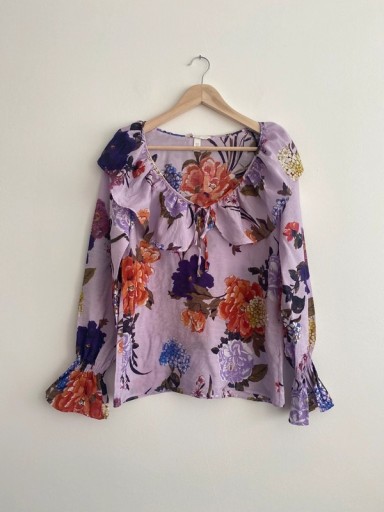 Zdjęcie oferty: fioletowa bluzka w kwiaty H&M 34 XS kwiatowa