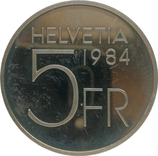 Zdjęcie oferty: Szwajcaria 5 francs 1984, KM#63