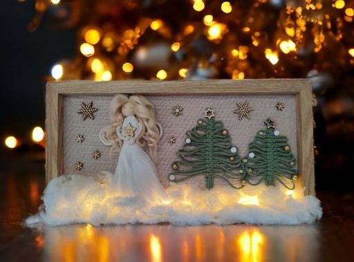 Zdjęcie oferty: Makrama ramka świąteczna aniołek makramowy