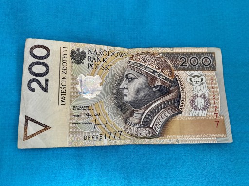 Zdjęcie oferty: banknot 200 zł 1994 rosnąca czcionka końcówka 777