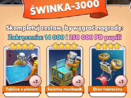 Zdjęcie oferty: Świnka 3000 SET KARTY COIN MASTER