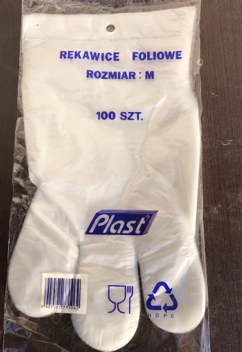 Zdjęcie oferty: Rękawiczki foliowe HDPE zrywki z otworem