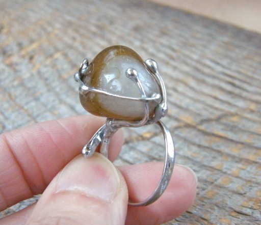 Zdjęcie oferty: Prezent handmade: regulowany pierścionek agat