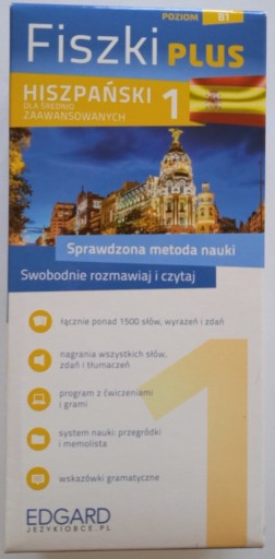 Zdjęcie oferty: Fiszki plus 1 j. hiszpański poziom B1 - Edgard 