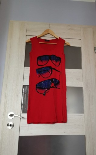 Zdjęcie oferty: Nowa czerwona bawełniana sukienka nadruk M/L