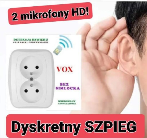 Zdjęcie oferty: PODSŁUCH GSM NA ŻYWO + VOX GNIAZDKO UKRYTY SZPIEG 