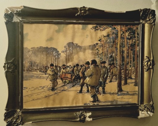 Zdjęcie oferty: Stanisław Gibiński Polowanie Akwarela Piękny 