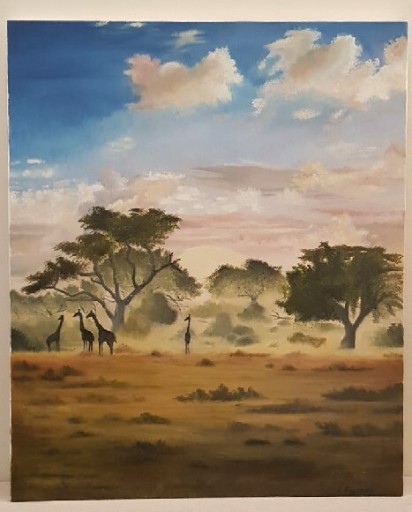 Zdjęcie oferty: Obraz "Zimbabwe", olej na płótnie 60x50 