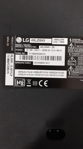 Zdjęcie oferty: Zasilacz LG49LJ594V