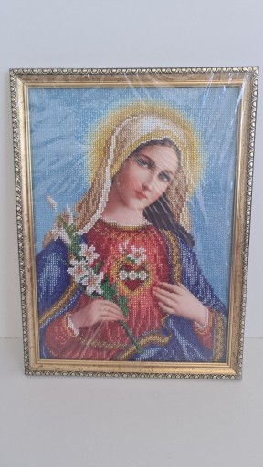 Zdjęcie oferty: Obraz ręczne wyszyty koralikami, Ikona Matki Bożej