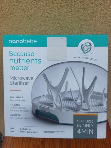 Zdjęcie oferty: Nanobebe Mikrofalowy sterylizator parowy + smoczek