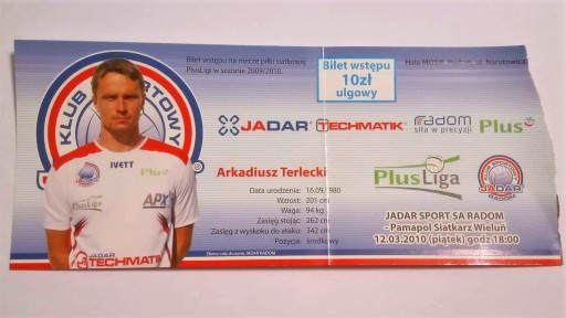 Zdjęcie oferty: Bilet Jadar Radom - Pamapol Wieluń 12.03.2010