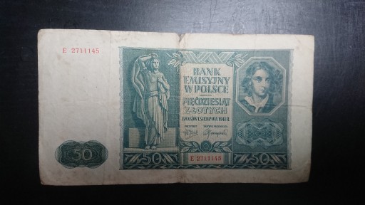 Zdjęcie oferty: Banknot 50 PIĘĆDZIESIĄT ZŁOTYCH 1941 E 2711145