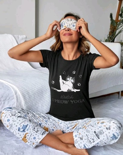 Zdjęcie oferty: Bawełniana piżama Yoga cat XL