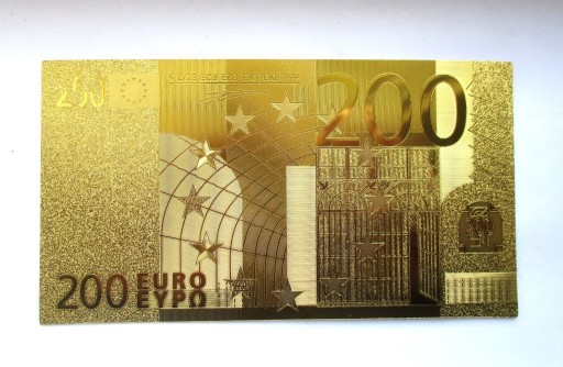 Zdjęcie oferty: Kolekcjonerski Banknot 200 EURO Pozłacany