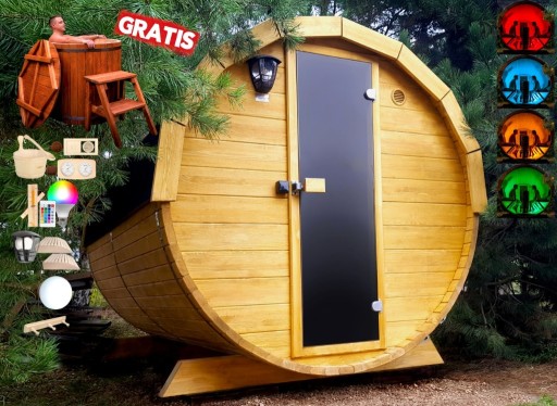 Zdjęcie oferty: SAUNA Ogrodowa 200cm + Akcesoria + BECZKA Gratis