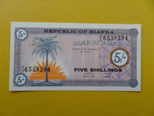 Zdjęcie oferty: BIAFRA 5 Shillings 1967 rok Pick 1 UNC