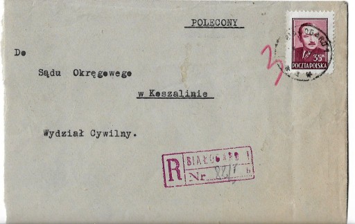 Zdjęcie oferty: Koperta ze stemplem z 8.04.1949 i znaczkiem nr 478