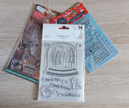 Zdjęcie oferty: Stemple świąteczne / zimowe - zestaw (śnieżna kula, ciastek)