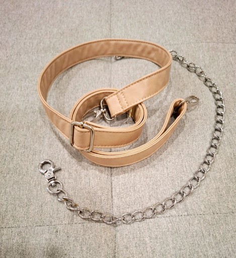 Zdjęcie oferty: Beżowy Pasek do torebki z ekoskóry srebrne dodatki