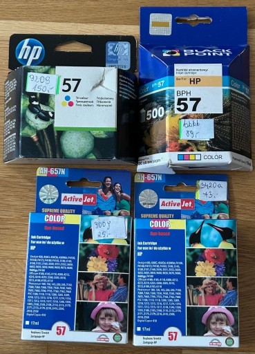 Zdjęcie oferty: HP 57 zestaw 4 sztuk oryginał i zamienniki