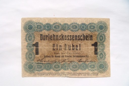 Zdjęcie oferty: Banknot NIEM. Okup. TER. Wsch.1 RUBEL 1916 r.
