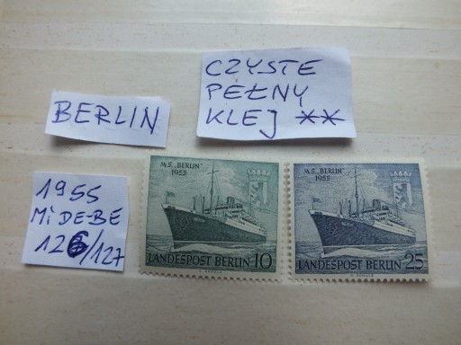 Zdjęcie oferty: 2szt. znaczki 125 ** BERLIN 1955 Niemcy RFN Statki