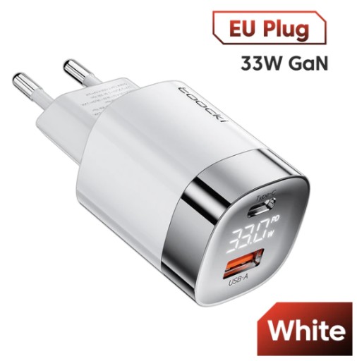 Zdjęcie oferty: Szybka ładowarka zasilacz ESSAGER 2xUSB 33W QC3.0+ PD3 PPS GaN Wyświetlacz