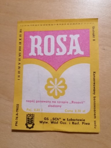 Zdjęcie oferty: Etykieta Rosa GS SCh Lubartów 