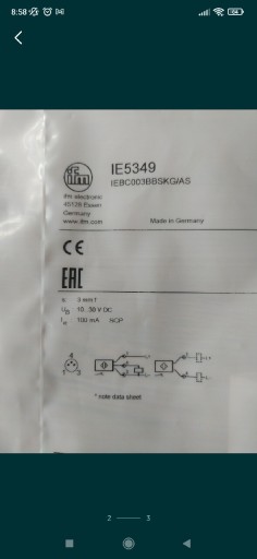Zdjęcie oferty: Czujnik indukcyjny IFM IE5349