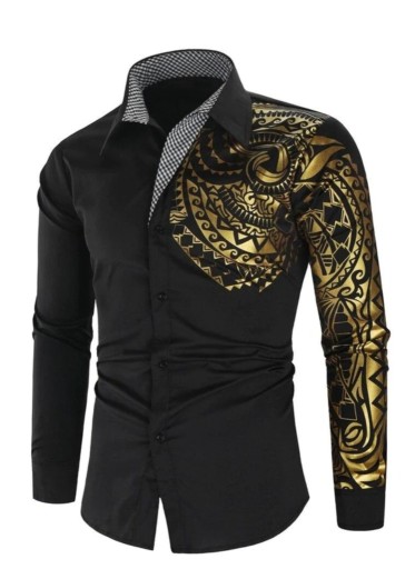 Zdjęcie oferty: Koszula męska XL czarna ze złotym wzorem