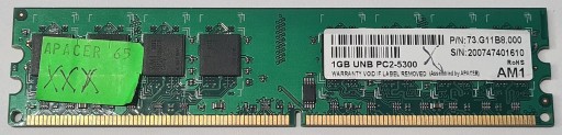 Zdjęcie oferty: Sprawna pamięćRAM DDR2 Apacer AM1 1GB UNB PC2-5300