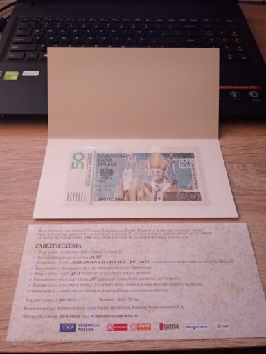 Zdjęcie oferty: Banknot 50zł Jan Paweł II numer 162 886