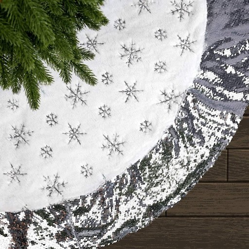 Zdjęcie oferty: Dywanik Pod Choinkę Cekiny Śnieżynki 122 cm