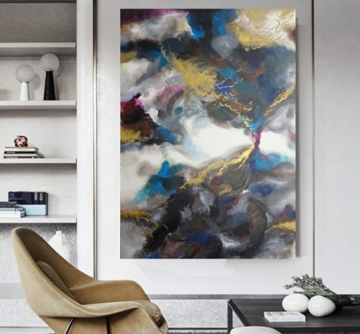 Zdjęcie oferty: duży obraz olejny do salonu nowoczesna abstrakcja