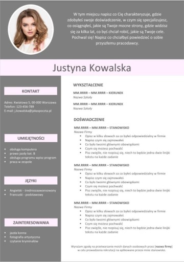 Zdjęcie oferty: Curriculum Vitae - nowoczesny wzór CV, MS Word