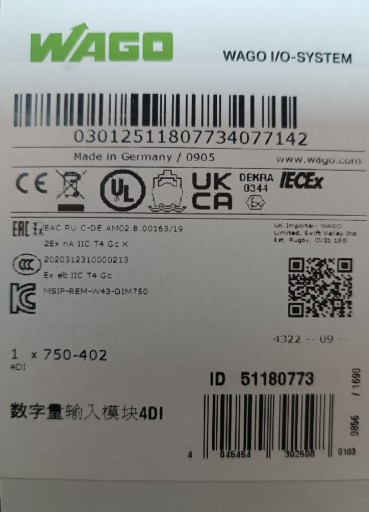 Zdjęcie oferty: Wago 750-402 4DI moduł 4 wejścia cyfrowe 