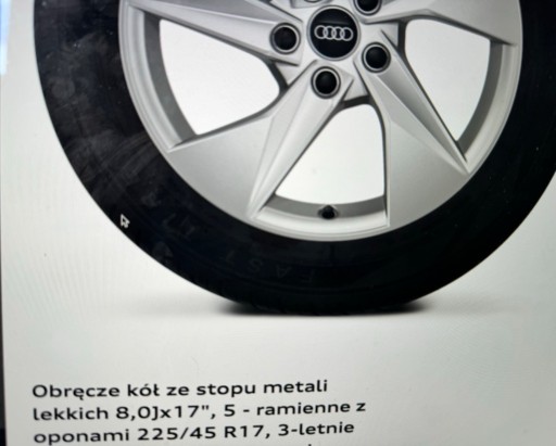 Zdjęcie oferty: Felgi  Audi 17 cali  A3 8Y z oponami lato