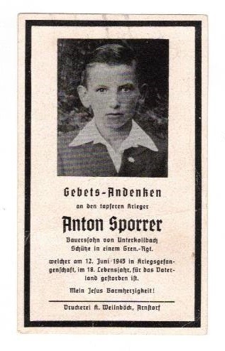 Zdjęcie oferty: Sterbebild Anton Sporrer