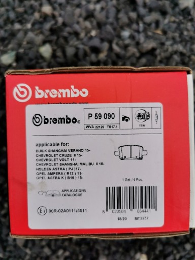 Zdjęcie oferty: NOWE Klocki hamulcowe tył Brembo Opel Astra K