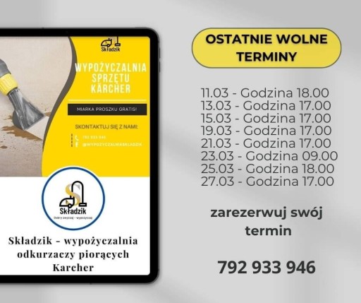 Zdjęcie oferty: Wypożyczalnia odkurzaczy piorących Karcher 