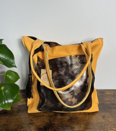 Zdjęcie oferty: Nowa torba ShopperBag z naturalnej skóry pomarańcz
