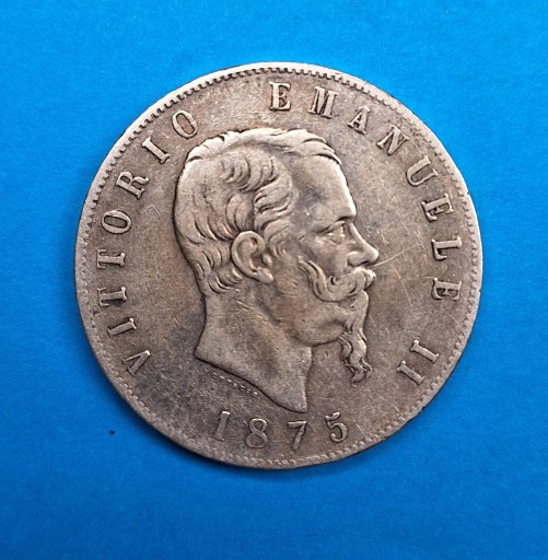 Zdjęcie oferty: Włochy 5 lirów 1875 R, Wiktor Emanuel II, Ag 0,900