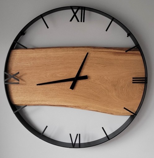 Zdjęcie oferty: Zegar ścienny 60cm naturalne drewno dębowe. Loft, Rękodzieło Prezent