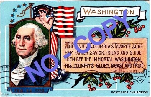 Zdjęcie oferty: USA - G. Washington - Patriotyka - Flagi -1912 r