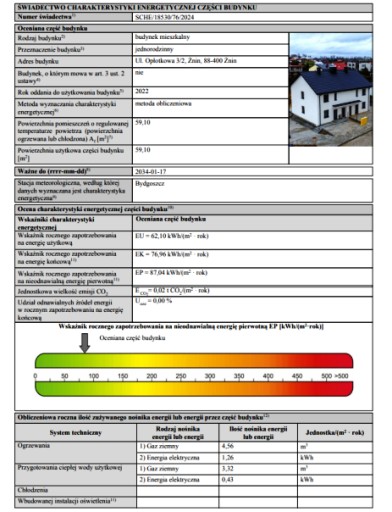 Zdjęcie oferty: Certyfikat energetyczny
