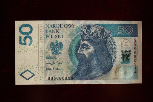 Zdjęcie oferty: Banknot 50zł Kazimierz Wielki 2017r.Seria BB  UNC