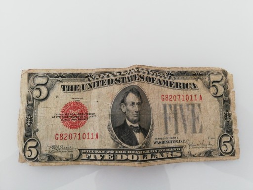 Zdjęcie oferty: Banknot 5 $ USA 1928 Legal Tender Note