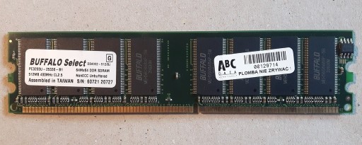 Zdjęcie oferty: Pamięć RAM DDR SDRAM Buffalo 512 MB PC3200 400 MHz