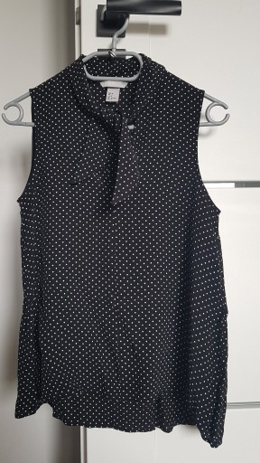 Zdjęcie oferty: Czarna bluzka w kropki z wiązaniem H&M rozm. 36